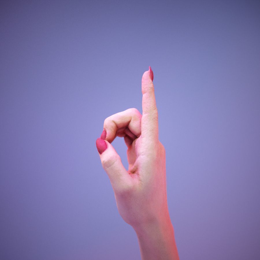 Sign Alphabet D 3D model_9