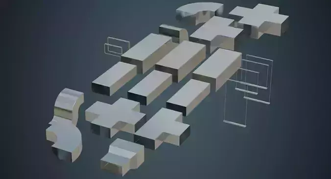 HVAC Duct 1A Low-poly 3D model