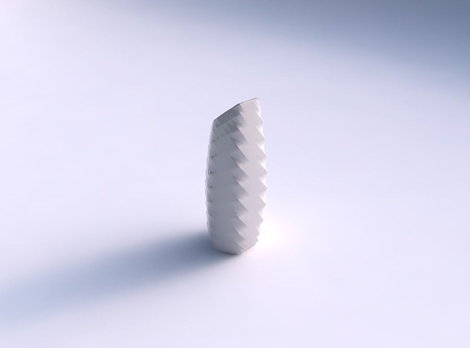 Vase bent hexagon with sections and twisted lines 3D print model
