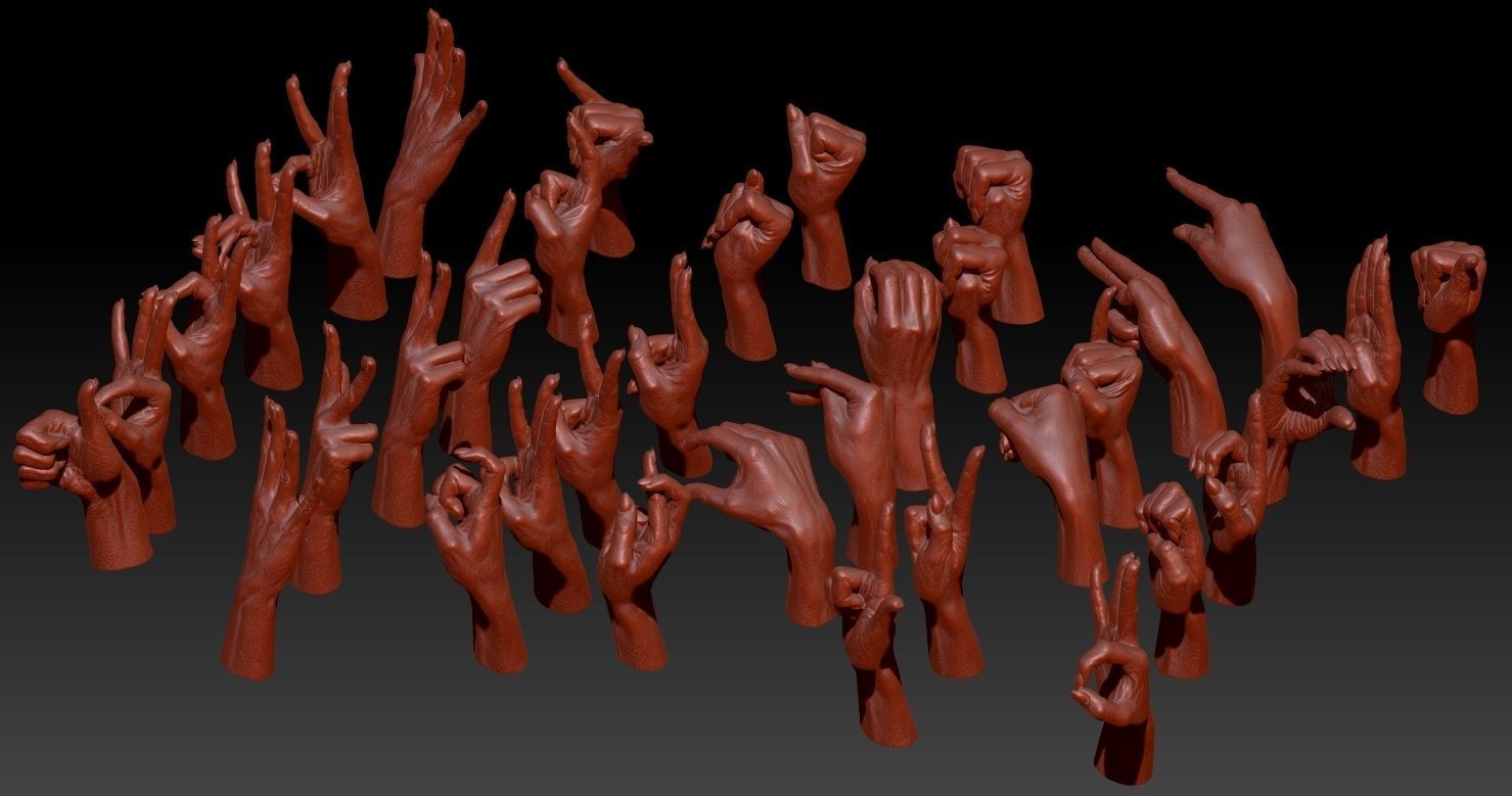 American Sign Language Alphabet and Numbers 3D Model Collection_4