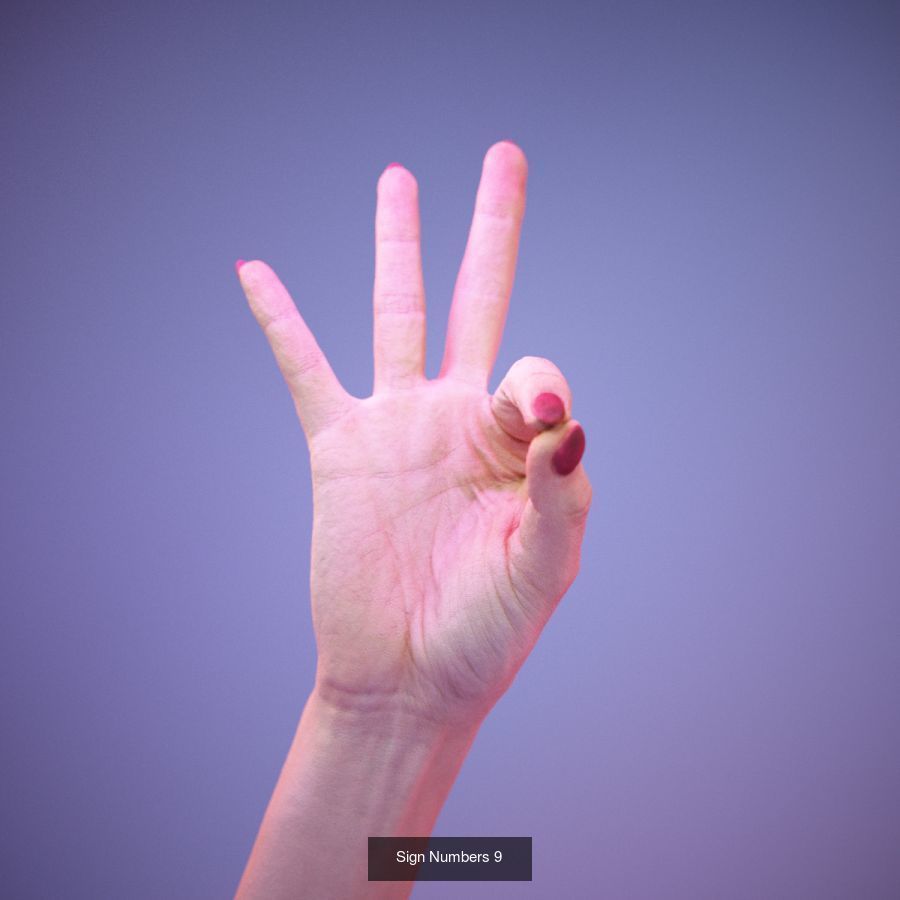American Sign Language Alphabet and Numbers 3D Model Collection_5