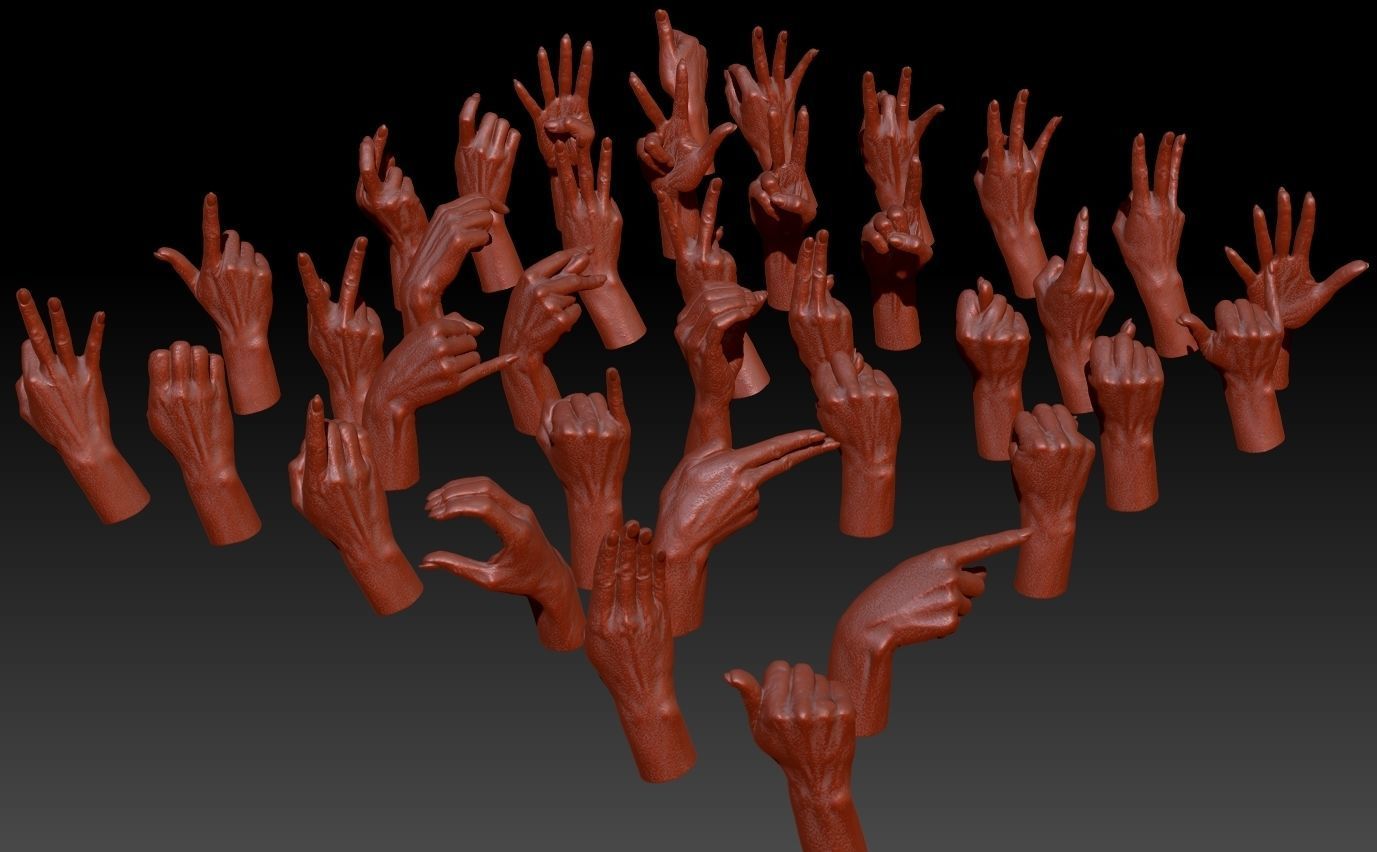 American Sign Language Alphabet and Numbers 3D Model Collection_3