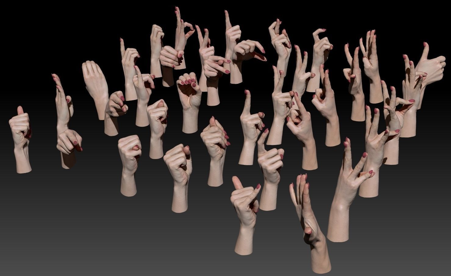 American Sign Language Alphabet and Numbers 3D Model Collection_1