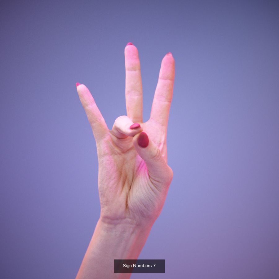 American Sign Language Alphabet and Numbers 3D Model Collection_7
