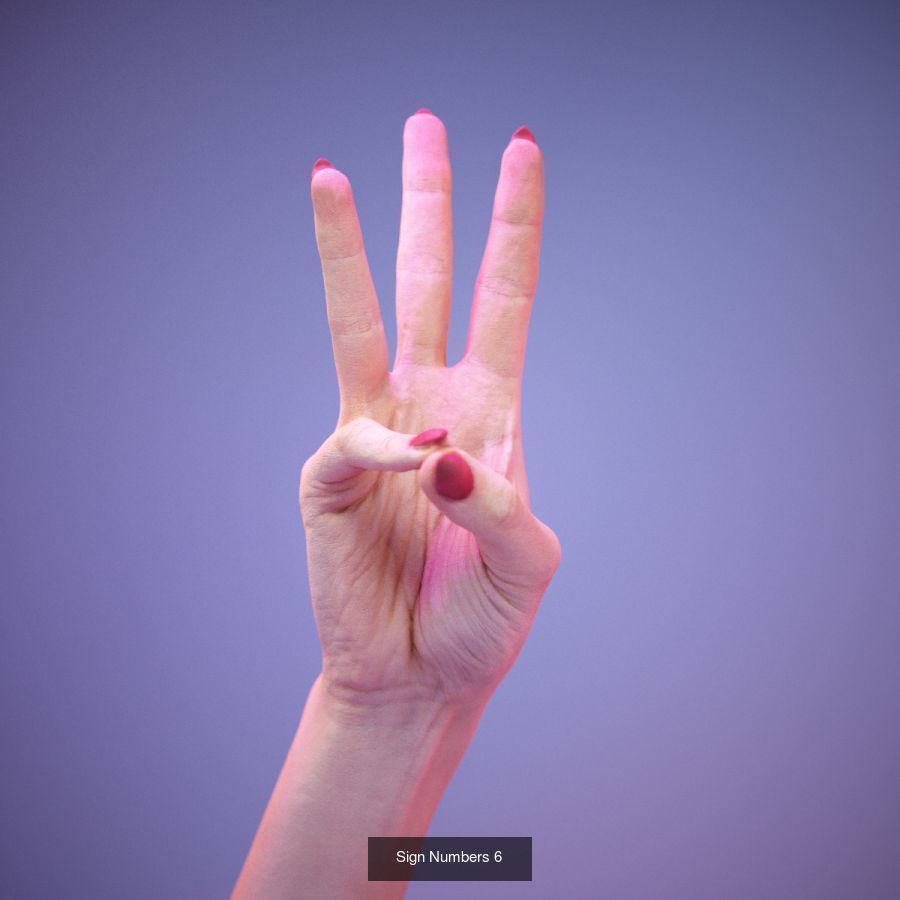 American Sign Language Alphabet and Numbers 3D Model Collection_8