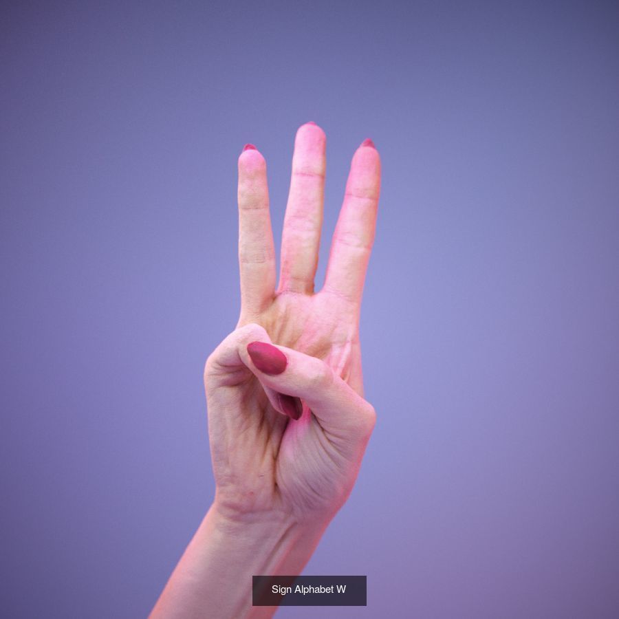 American Sign Language Alphabet and Numbers 3D Model Collection_18