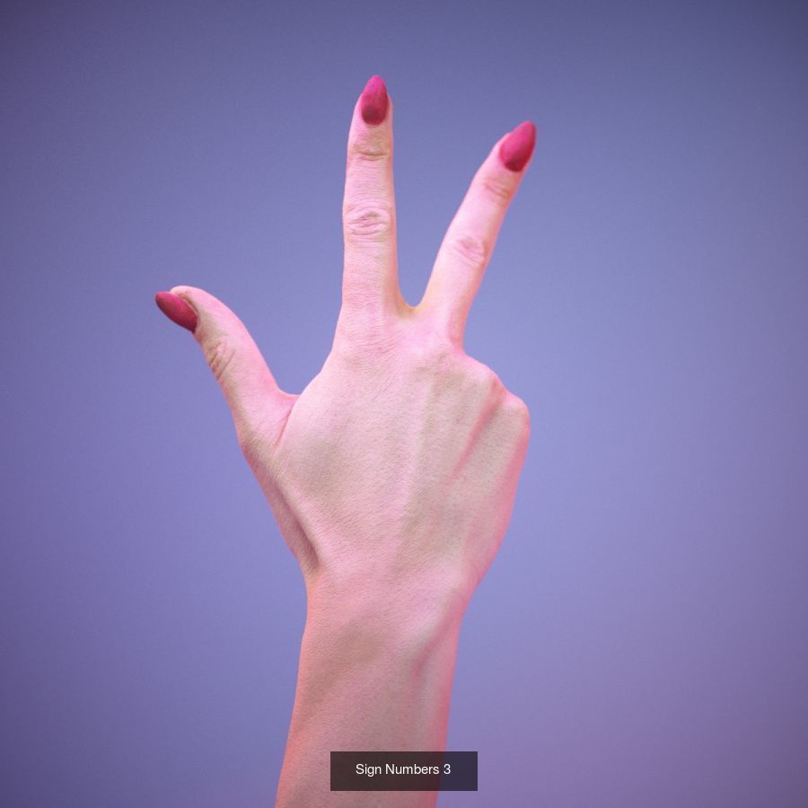 American Sign Language Alphabet and Numbers 3D Model Collection_11