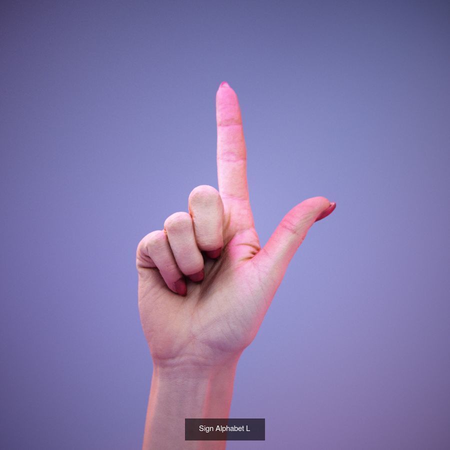 American Sign Language Alphabet and Numbers 3D Model Collection_29