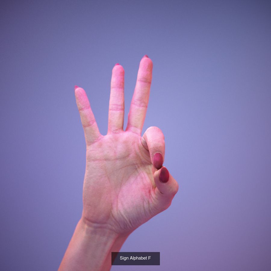 American Sign Language Alphabet and Numbers 3D Model Collection_35