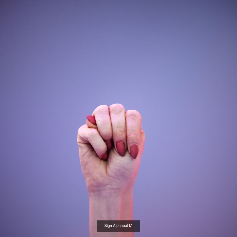 American Sign Language Alphabet and Numbers 3D Model Collection_28