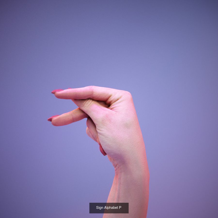 American Sign Language Alphabet and Numbers 3D Model Collection_25