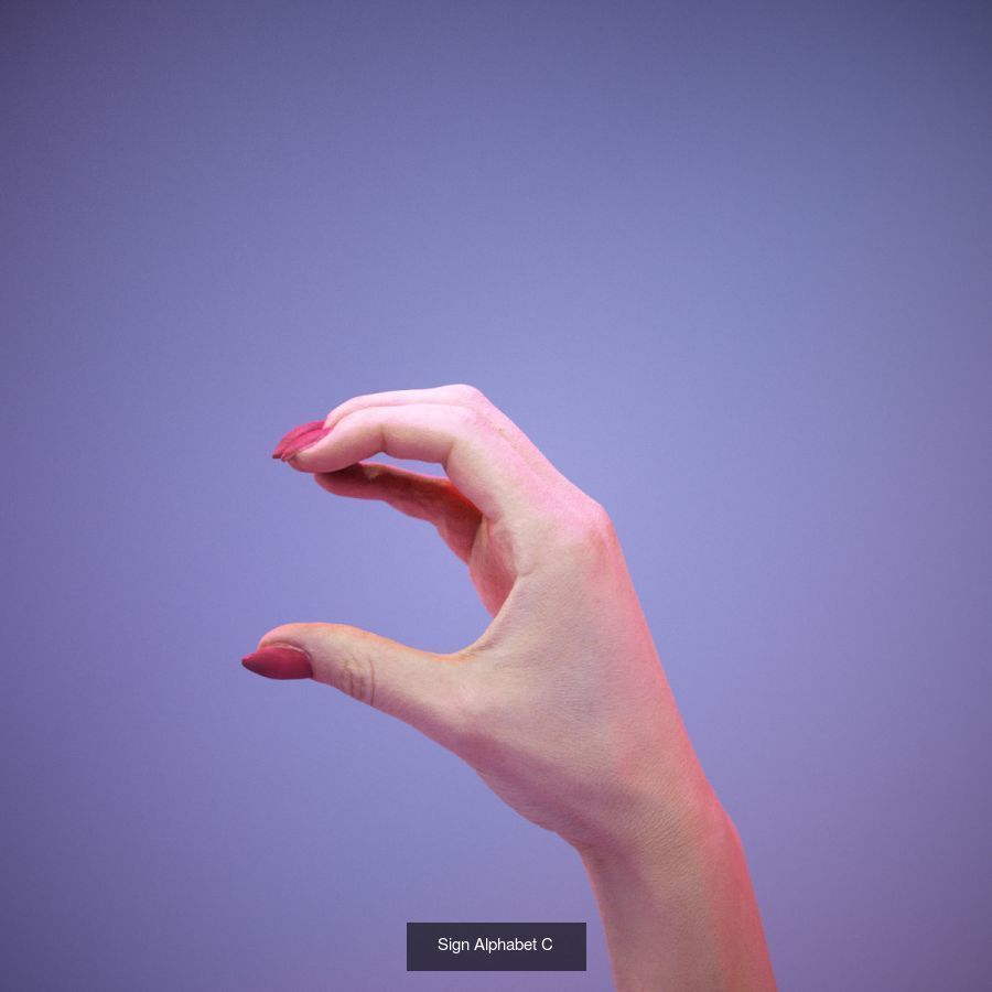 American Sign Language Alphabet and Numbers 3D Model Collection_38