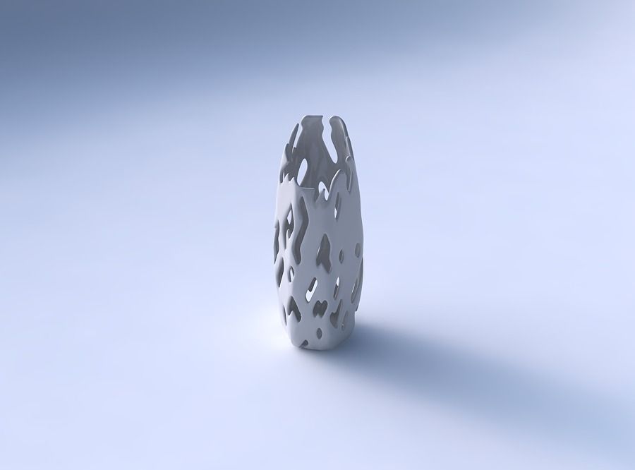 Vase bent hexagon with smooth cuts 3D print model_3