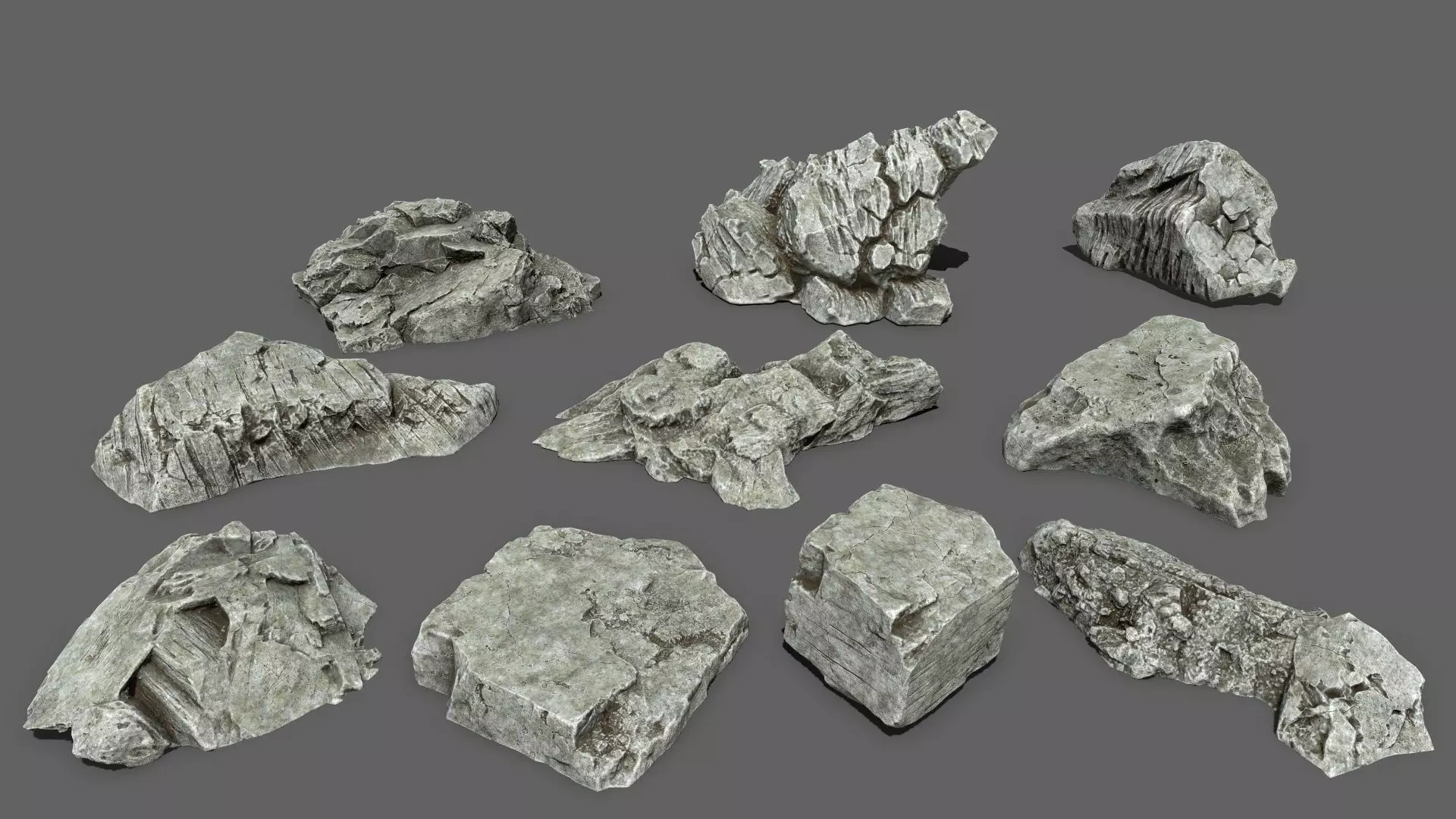 Rock set 1 Low-poly 3D model_0