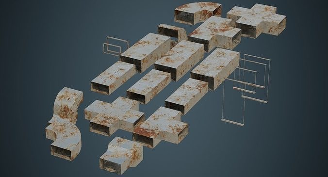 HVAC Duct 1B Low-poly 3D model