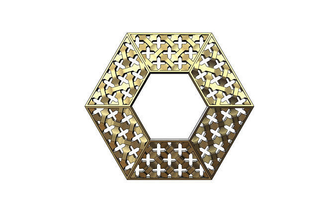 Gold hexagonal moucharabieh pendant 3D print model