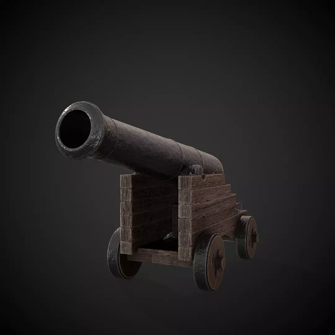 Medieval Cannon 4k PBR Low-poly 3D model_0