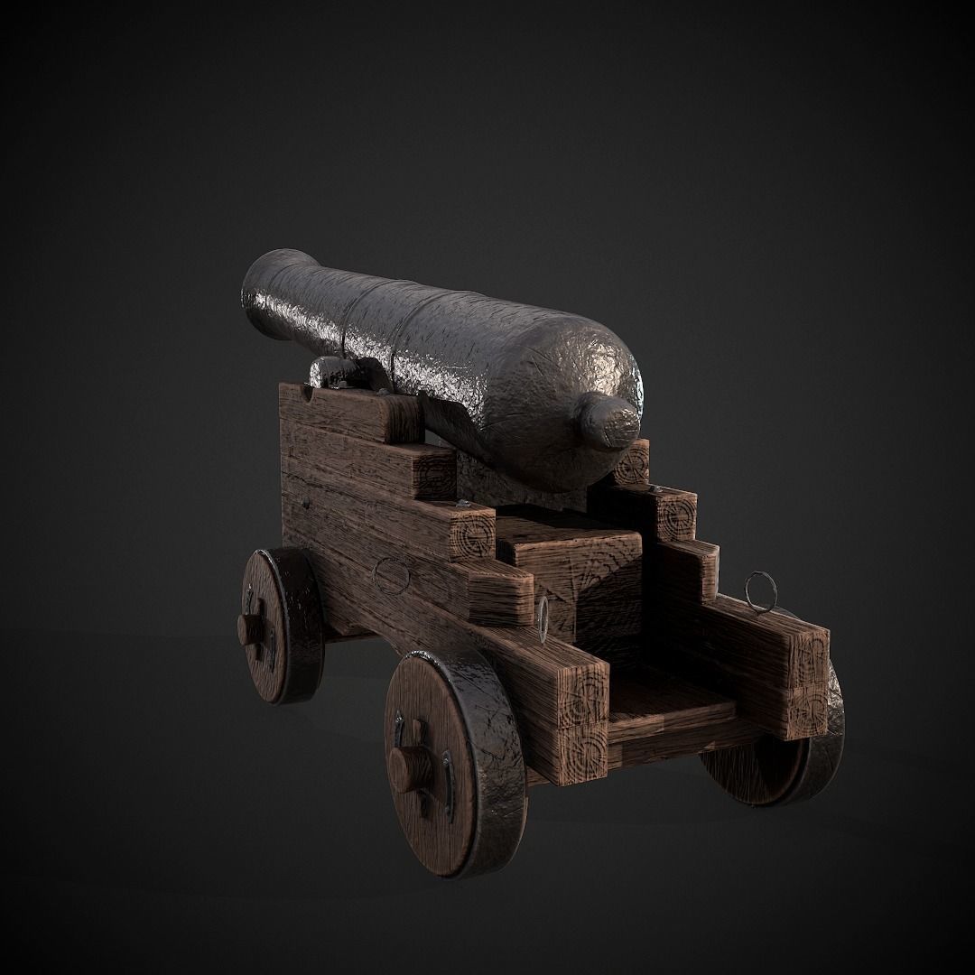 Medieval Cannon 4k PBR Low-poly 3D model_3