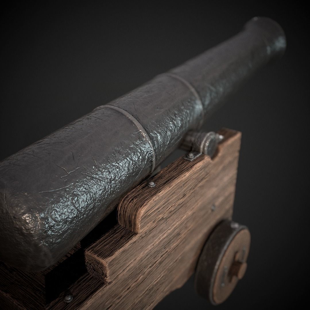 Medieval Cannon 4k PBR Low-poly 3D model_5
