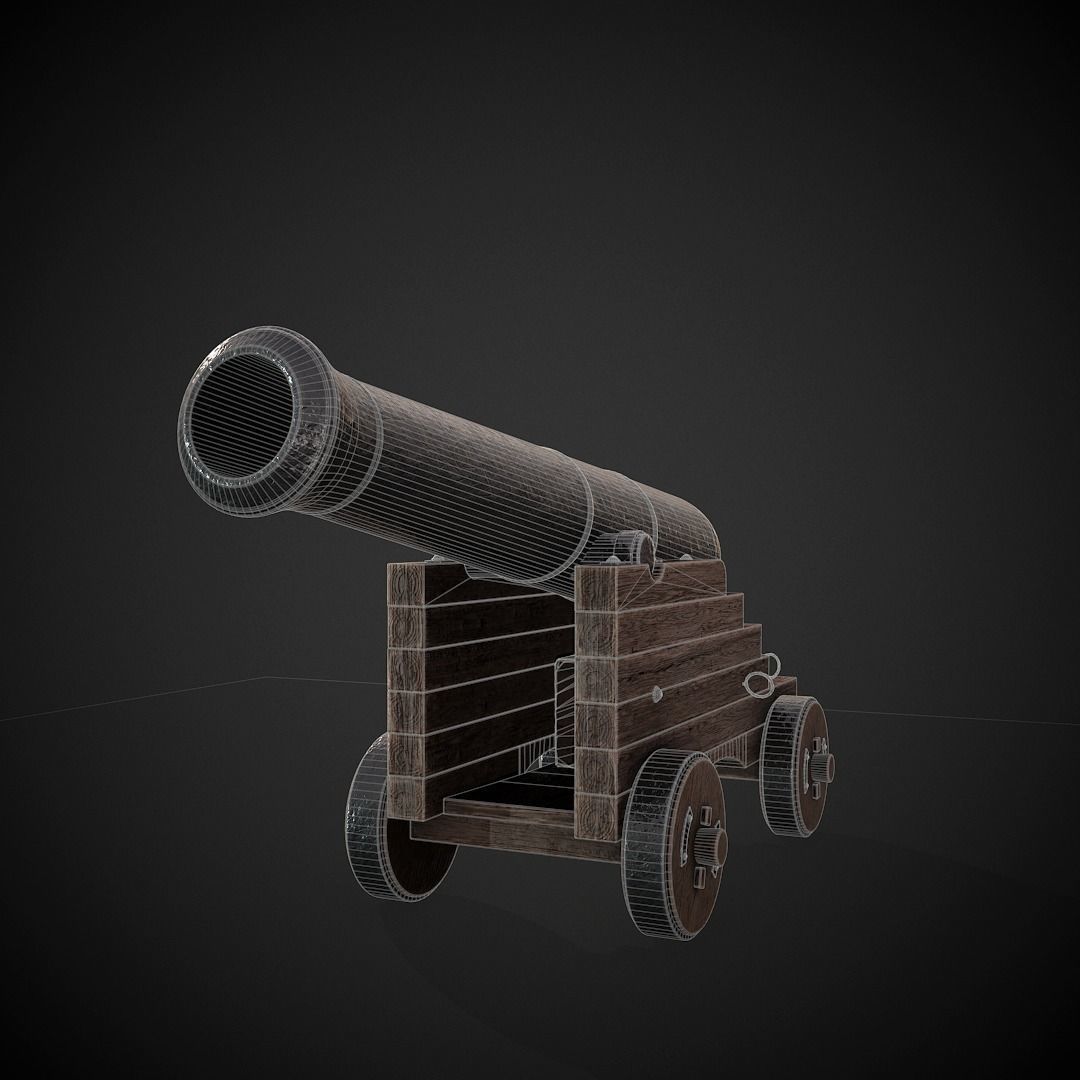 Medieval Cannon 4k PBR Low-poly 3D model_1