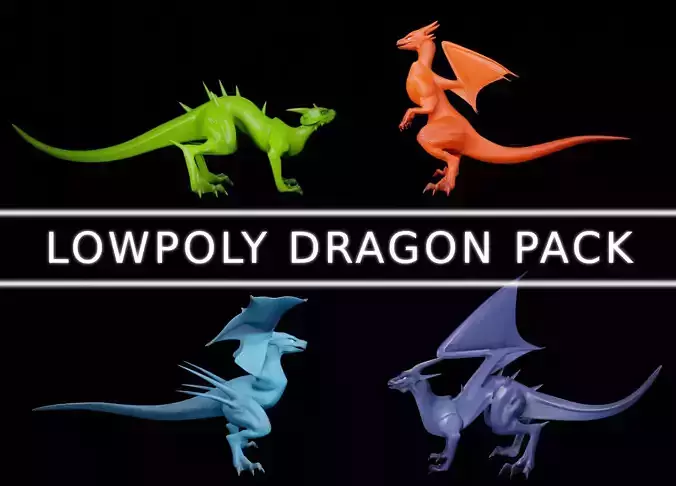 Lowpoly Dragon Pack 3D Model Collection