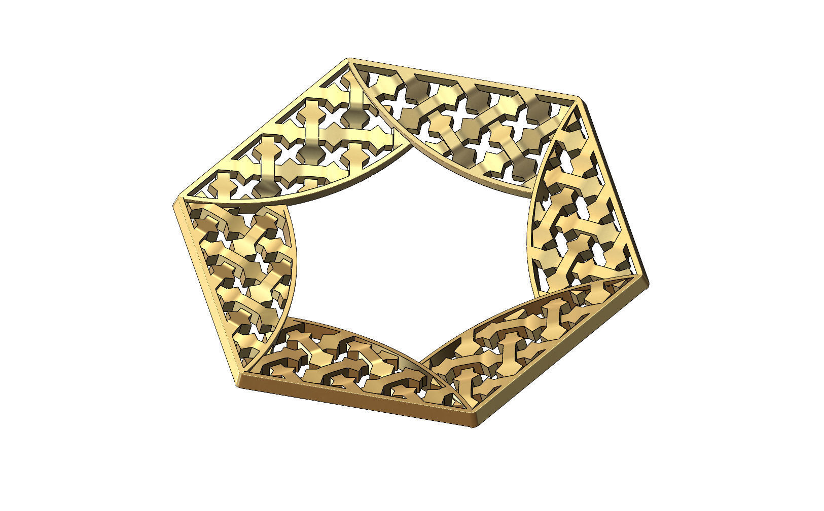 Hexagonal pattern moucharabieh pendant  3D print model_5
