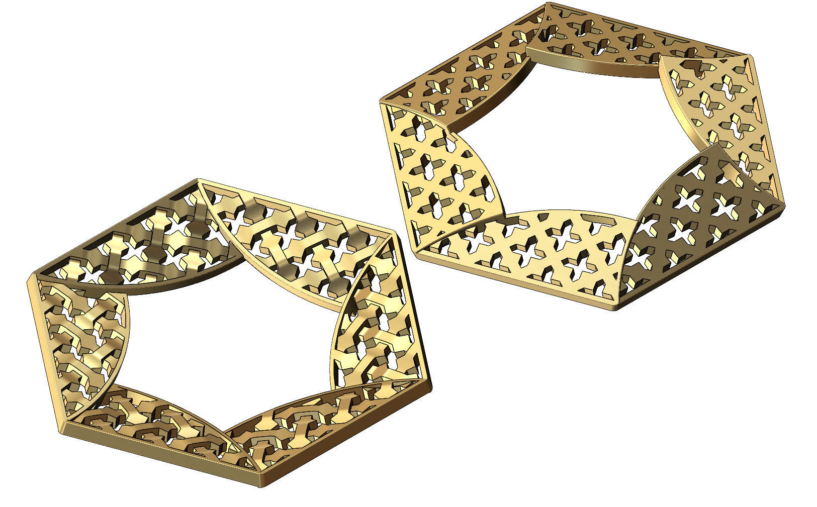 Hexagonal pattern moucharabieh pendant  3D print model_10