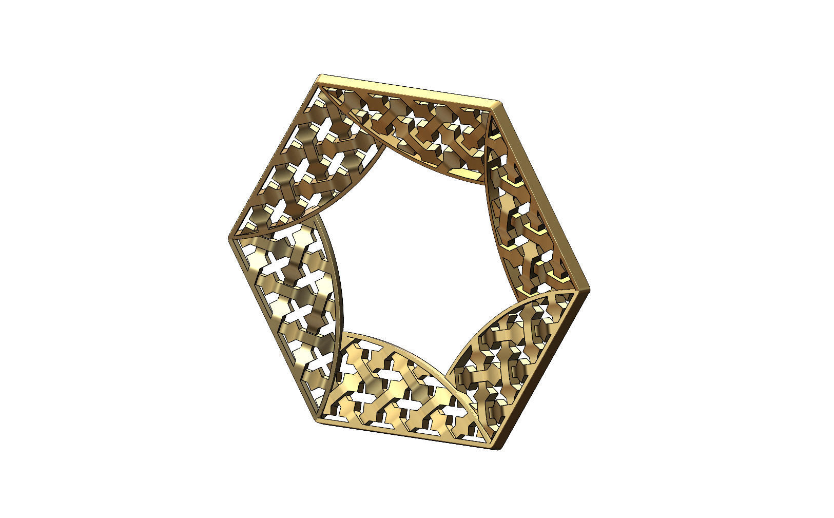 Hexagonal pattern moucharabieh pendant  3D print model_3