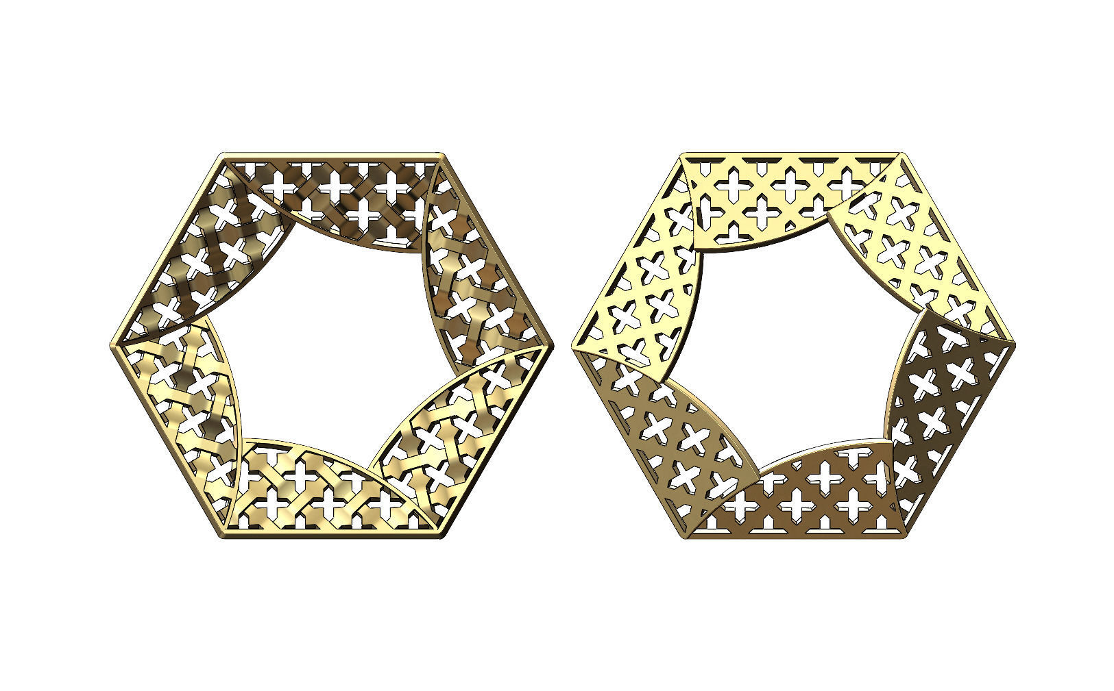 Hexagonal pattern moucharabieh pendant  3D print model_1
