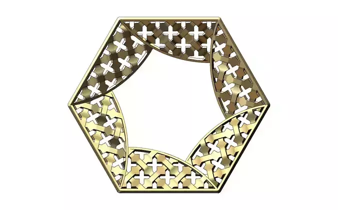Hexagonal pattern moucharabieh pendant  3D print model