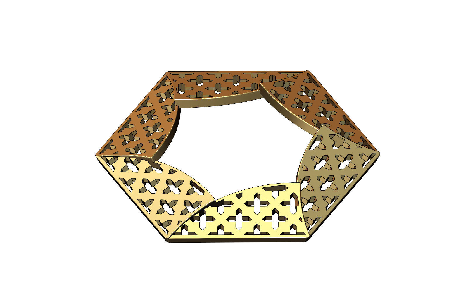 Hexagonal pattern moucharabieh pendant  3D print model_6