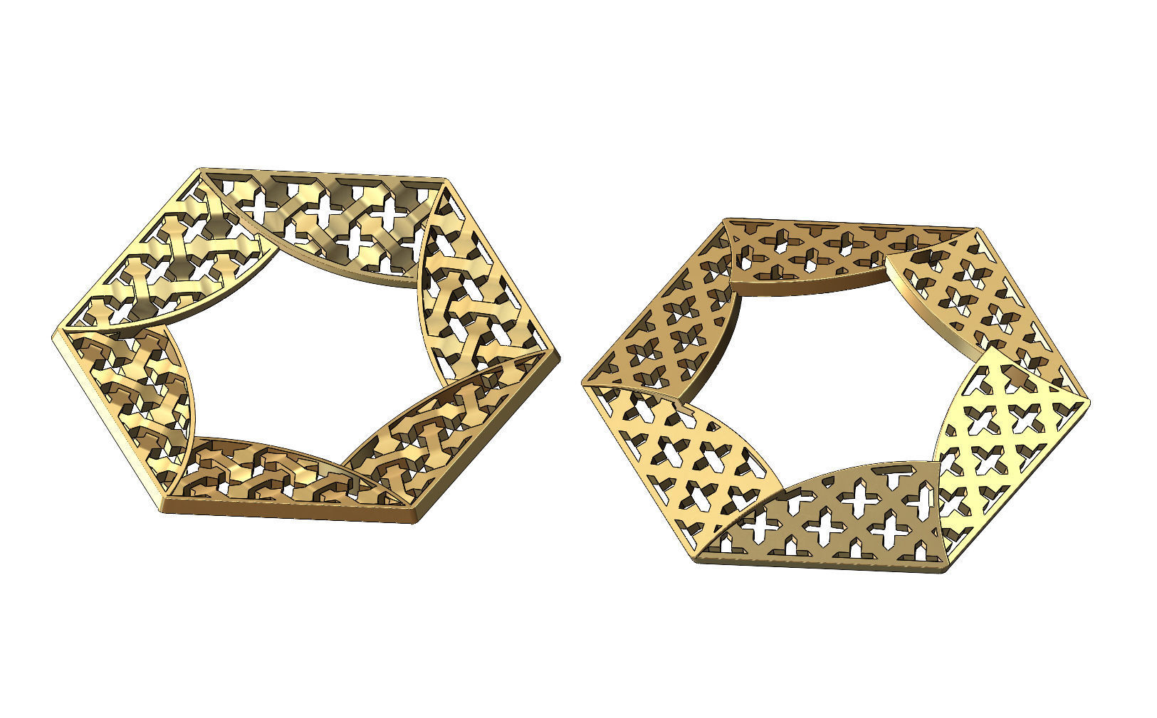 Hexagonal pattern moucharabieh pendant  3D print model_9