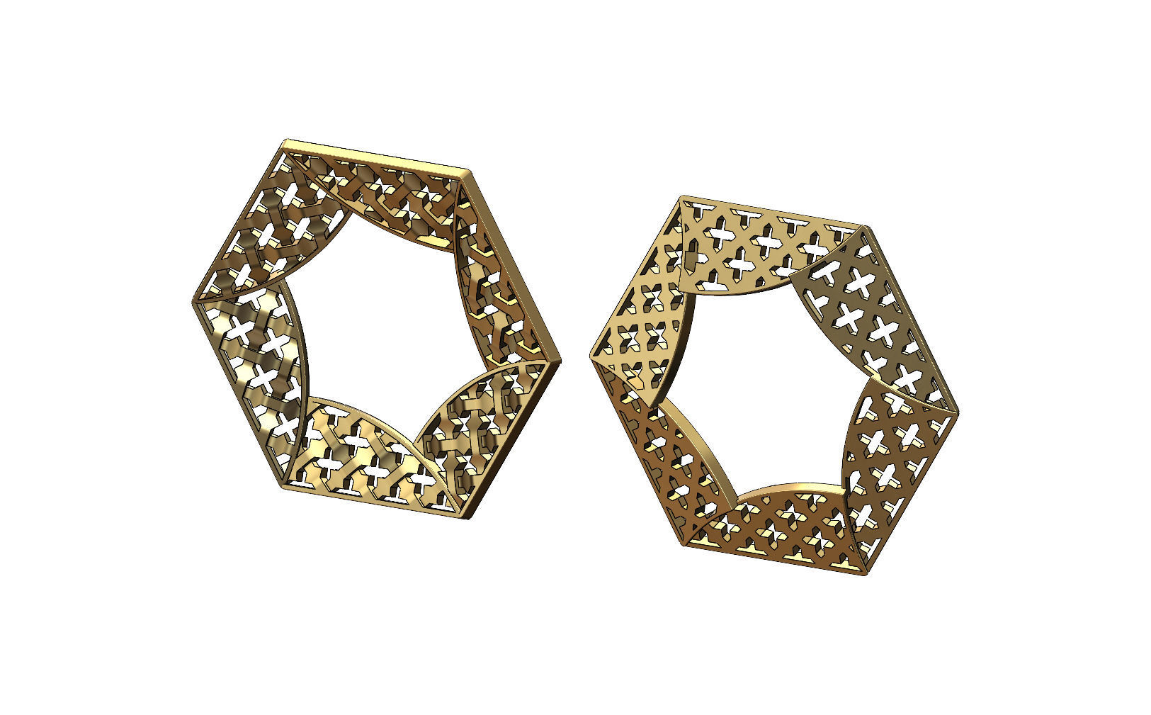 Hexagonal pattern moucharabieh pendant  3D print model_2