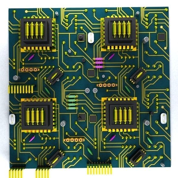 HD Circuit Board City 3D model_3