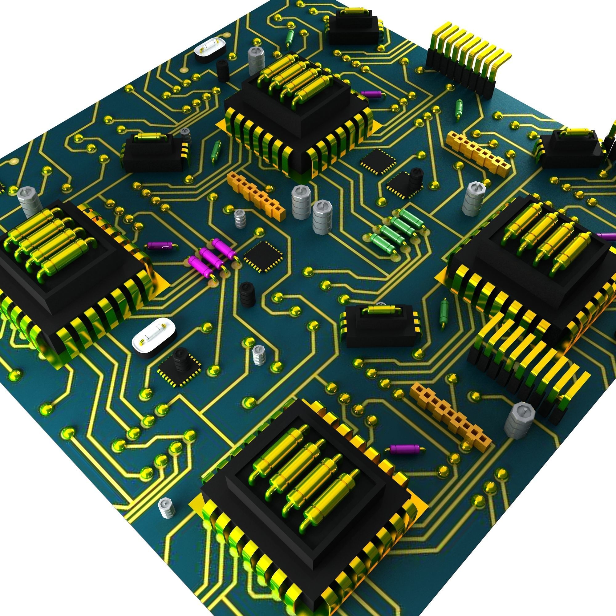 HD Circuit Board City 3D model_1