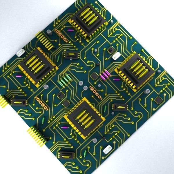 HD Circuit Board City 3D model_2