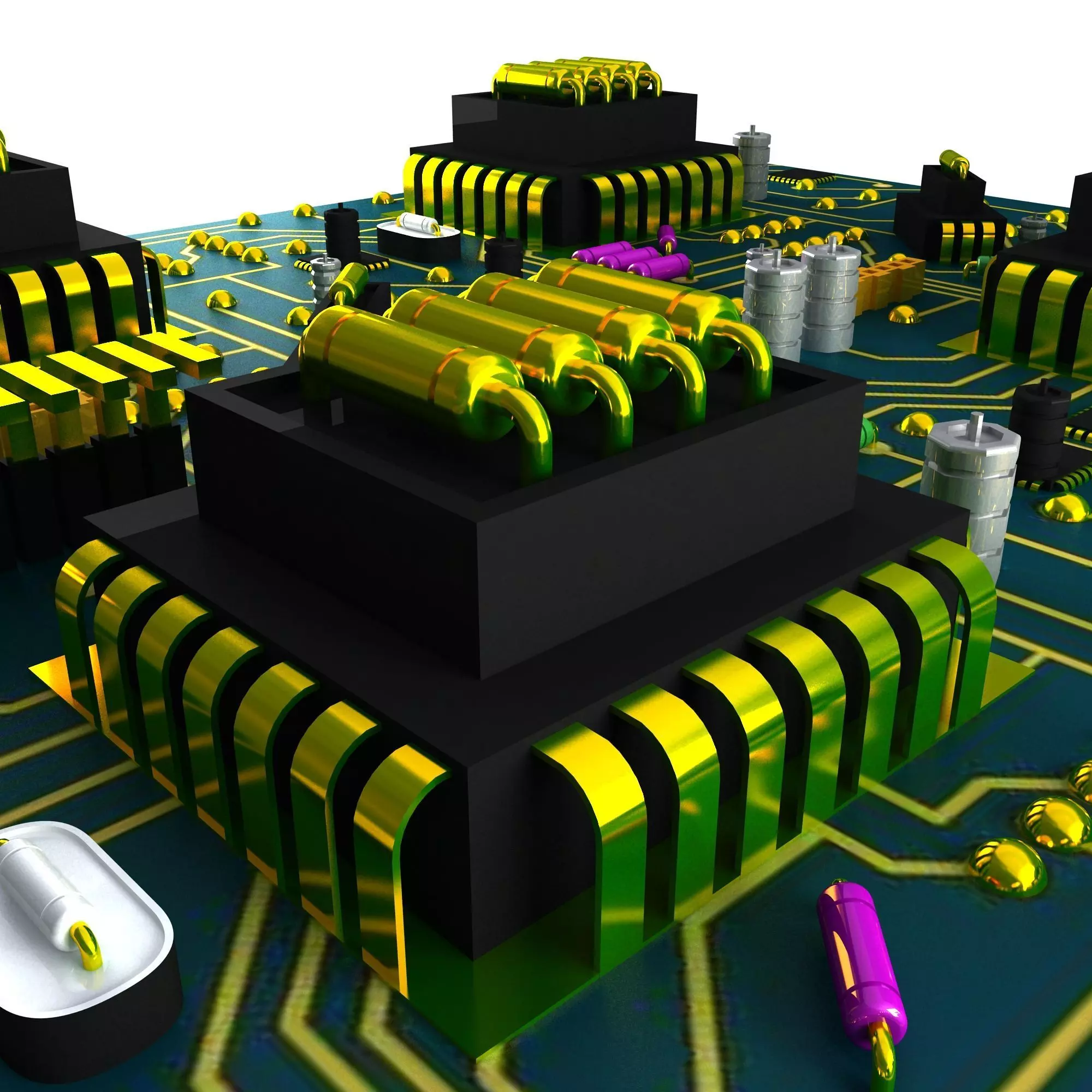 HD Circuit Board City 3D model_0