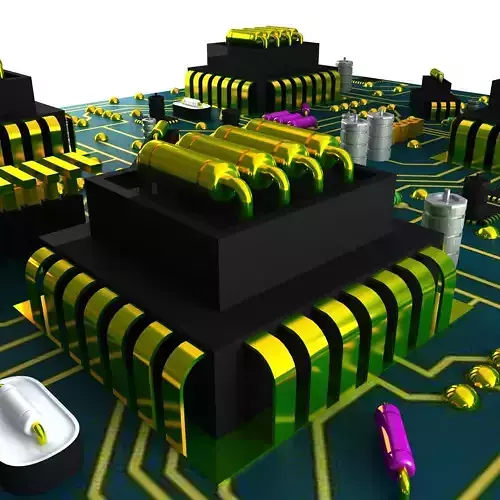 HD Circuit Board City 3D model