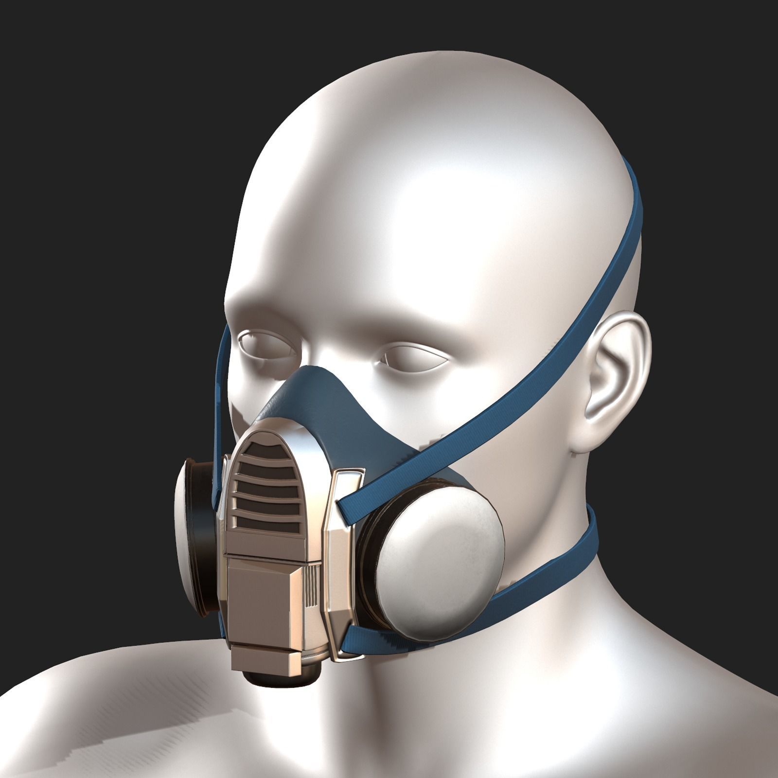 Gas mask respirator military combat  Low-poly 3D model_5