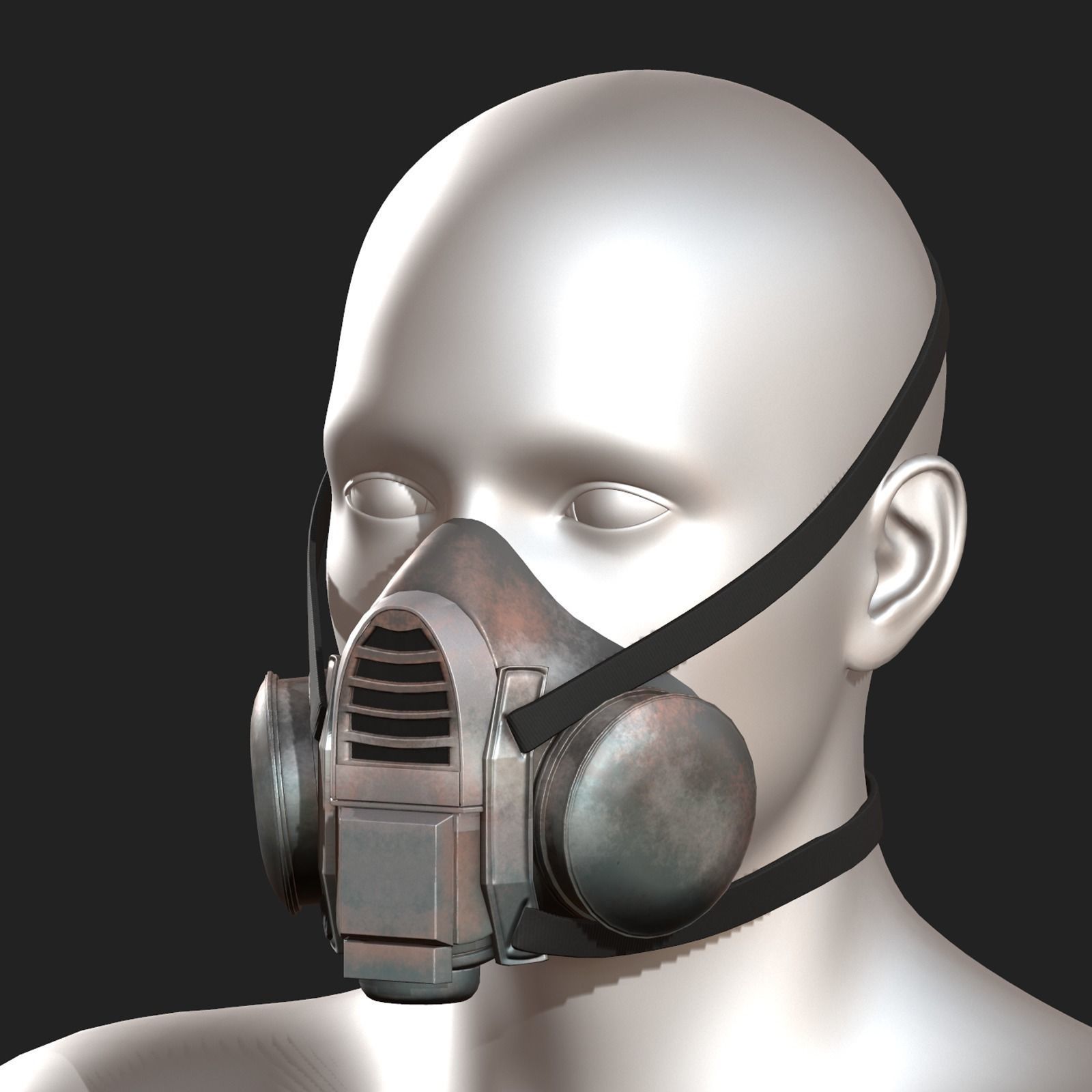 Gas mask respirator scifi futuristic 3d model  Low-poly 3D model_1