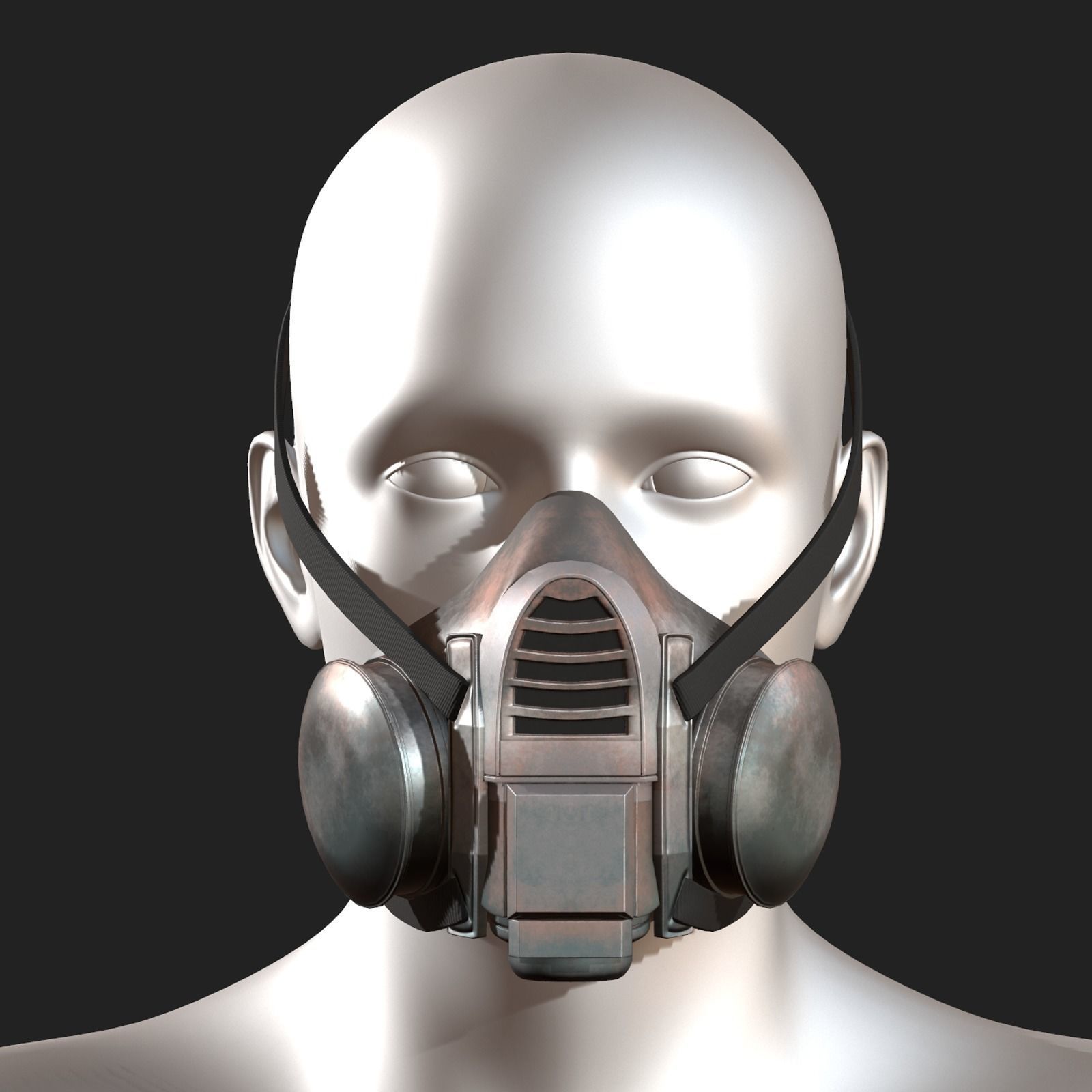 Gas mask respirator scifi futuristic 3d model  Low-poly 3D model_5