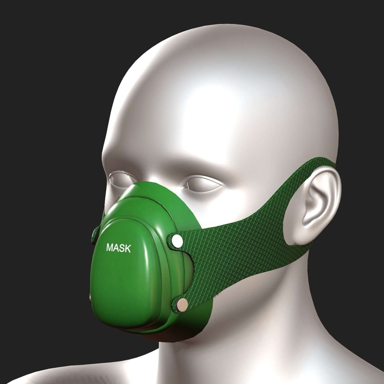 Gas mask respirator scifi futuristic 3d model  Low-poly 3D model_1