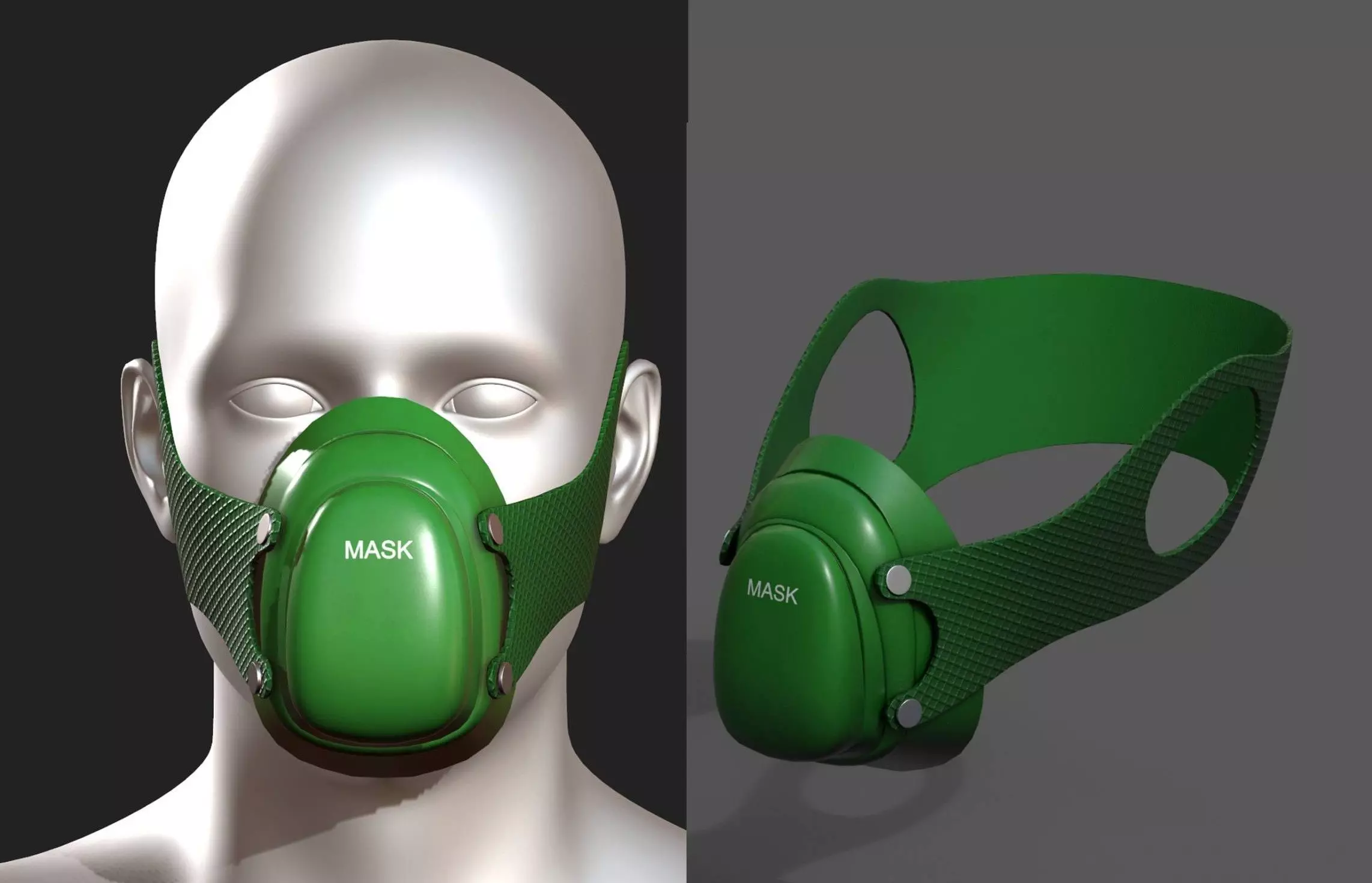 Gas mask respirator scifi futuristic 3d model  Low-poly 3D model_0