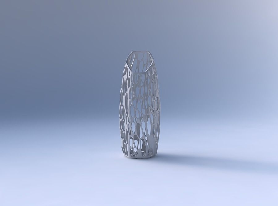Vase bent hexagon with twisted organic lattice 3D print model_4