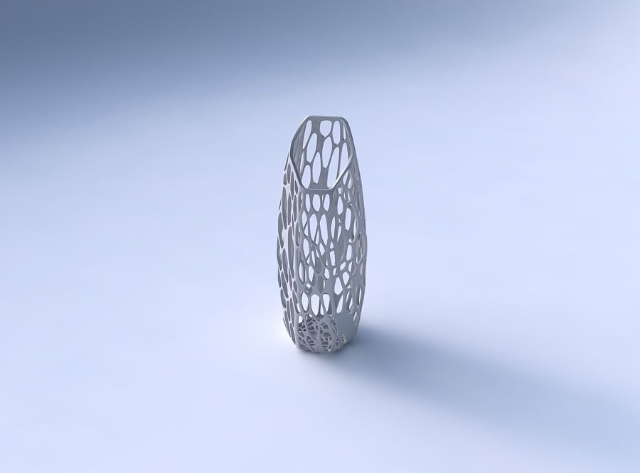 Vase bent hexagon with twisted organic lattice 3D print model_3