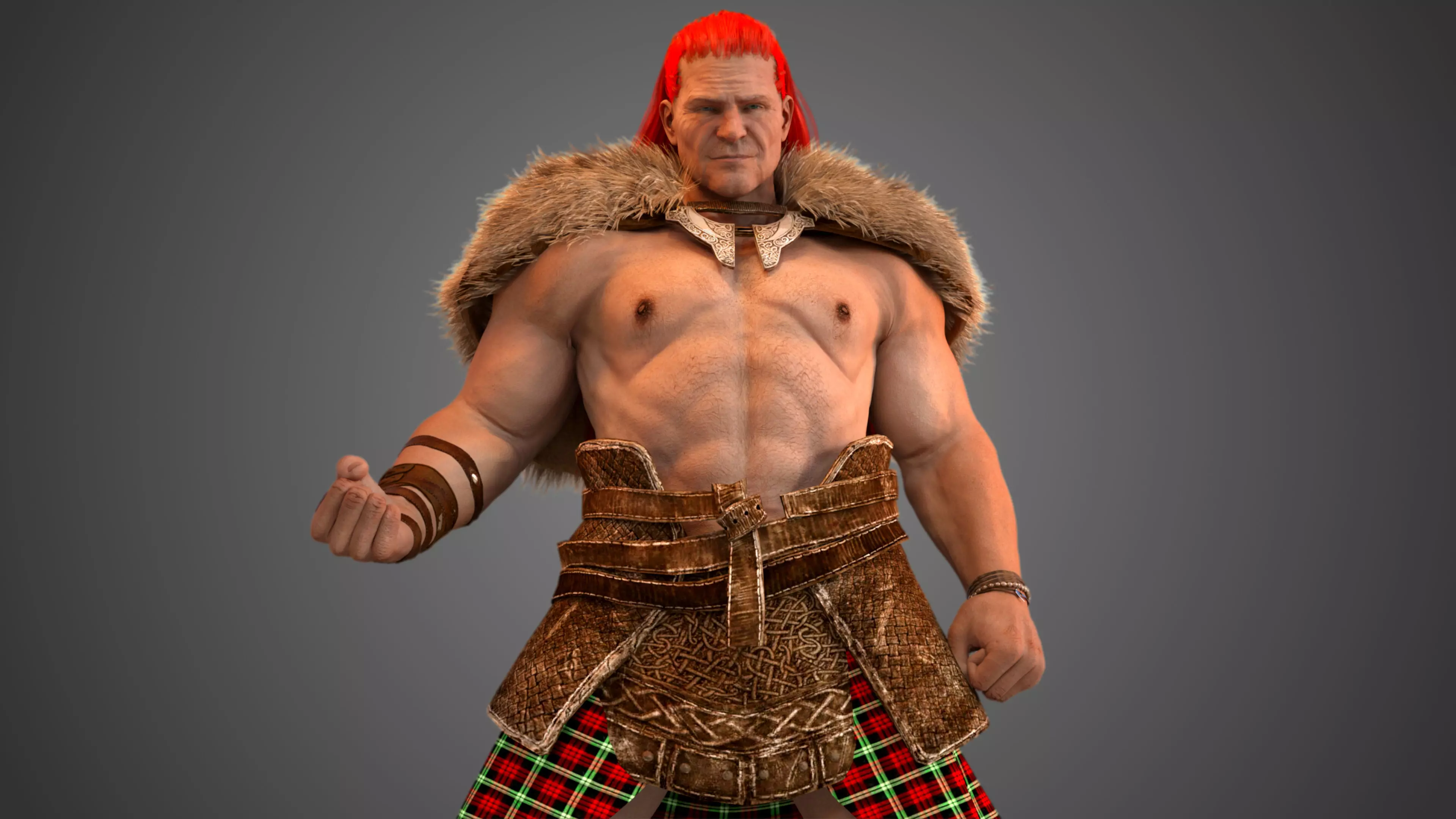 Gallowglass - Scottish Highlander Warrior Male 3D model_0