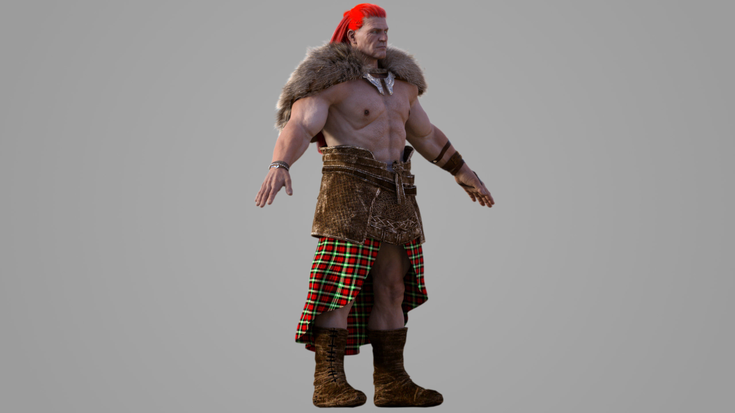 Gallowglass - Scottish Highlander Warrior Male 3D model_5