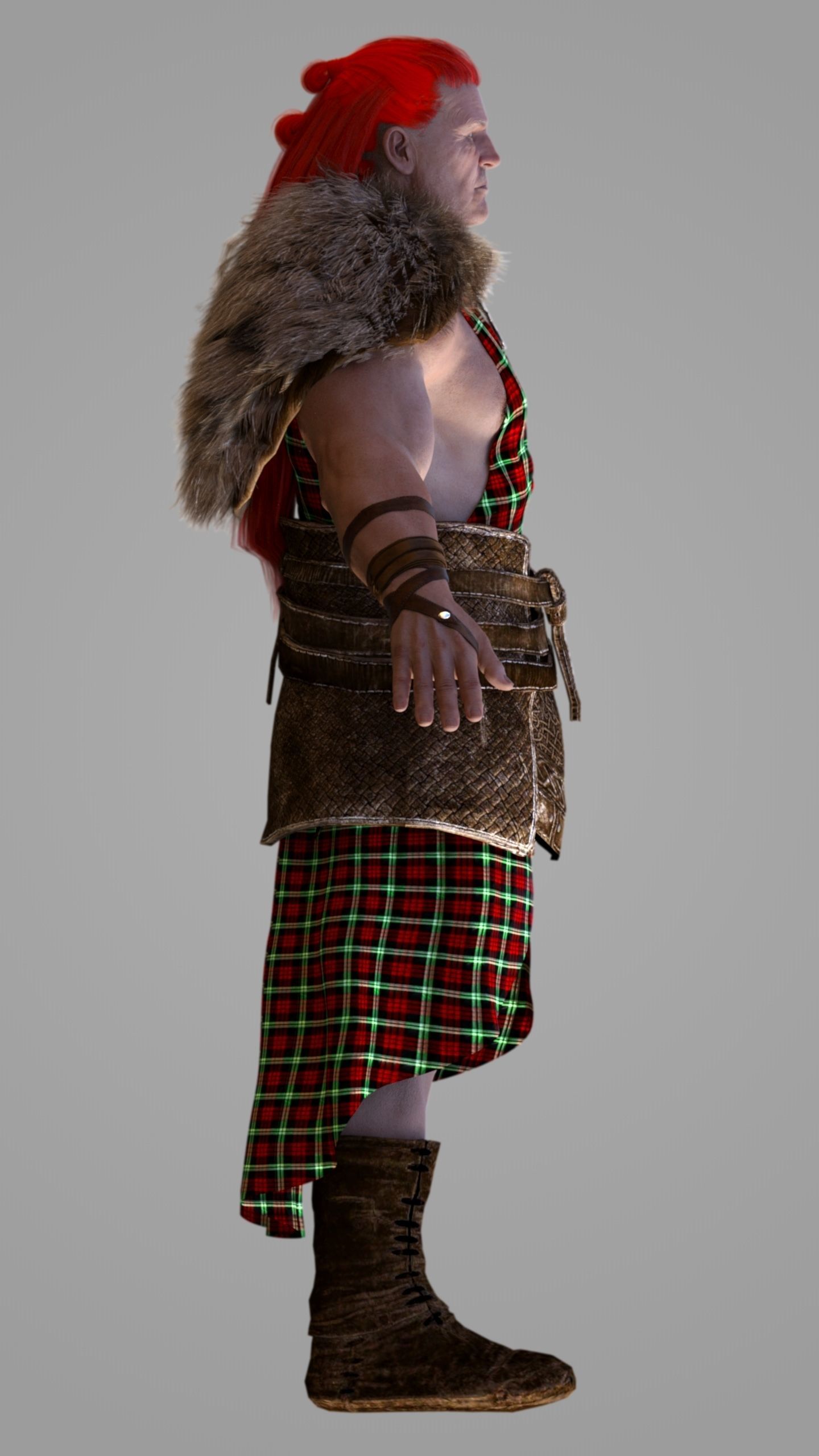 Gallowglass - Scottish Highlander Warrior Male 3D model_7
