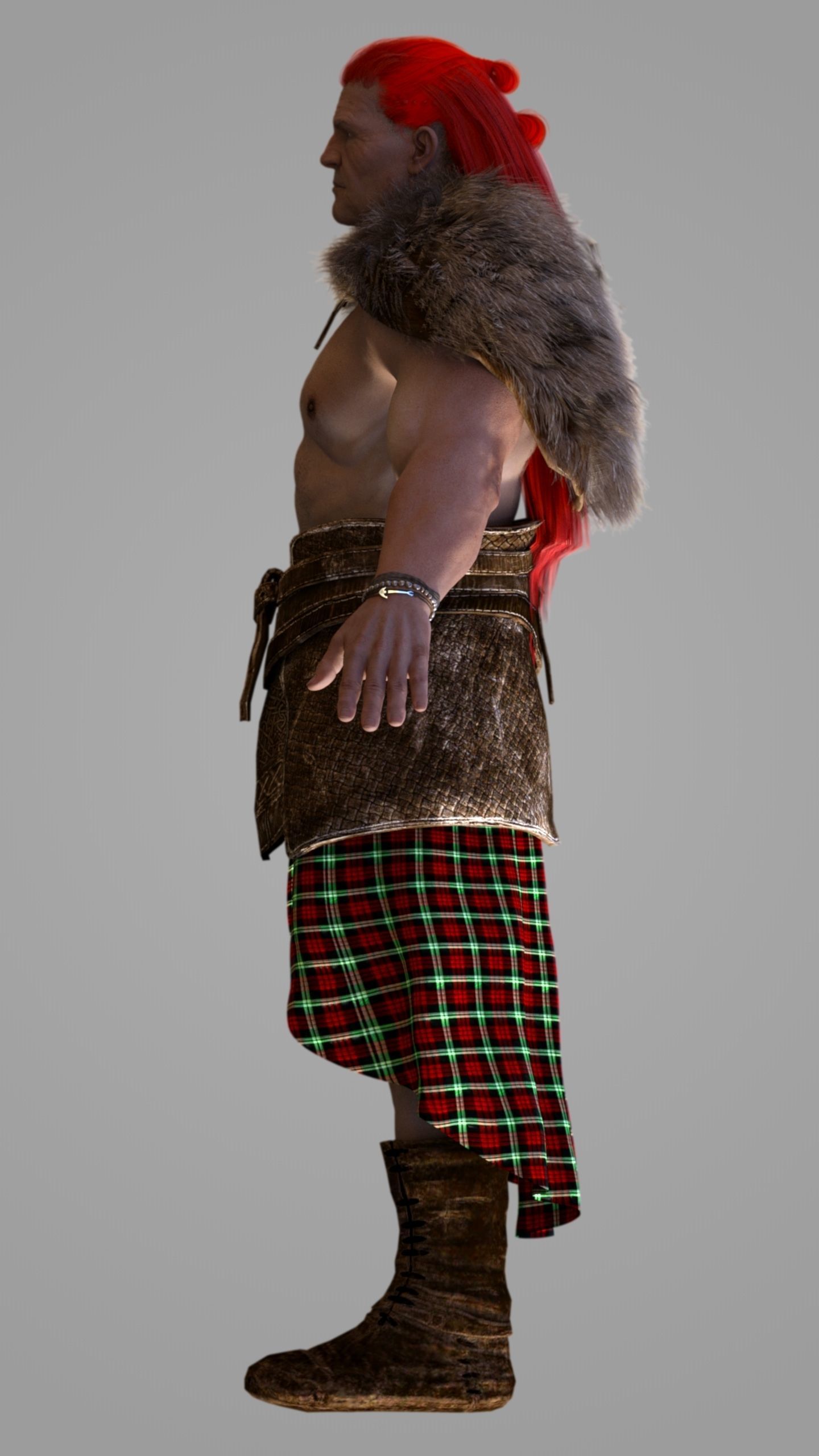 Gallowglass - Scottish Highlander Warrior Male 3D model_8