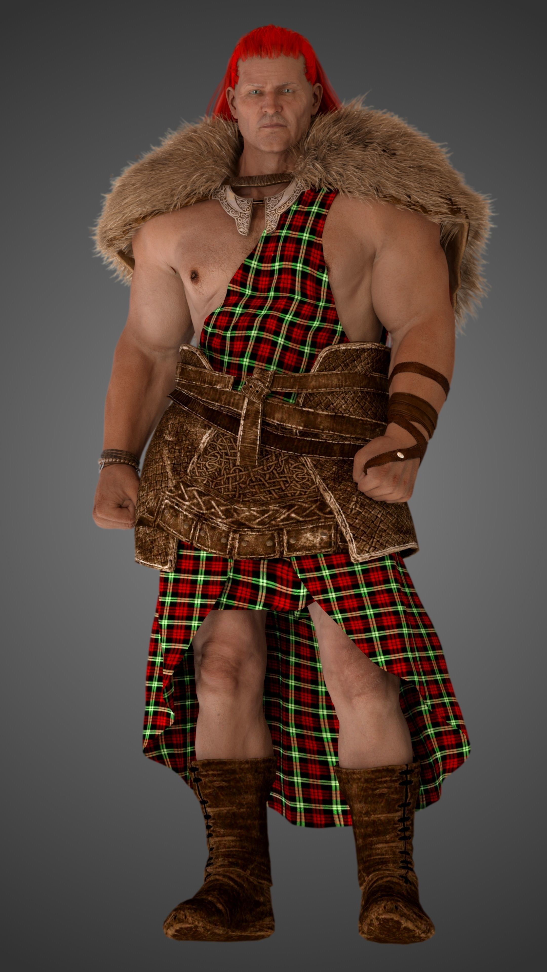 Gallowglass - Scottish Highlander Warrior Male 3D model_12